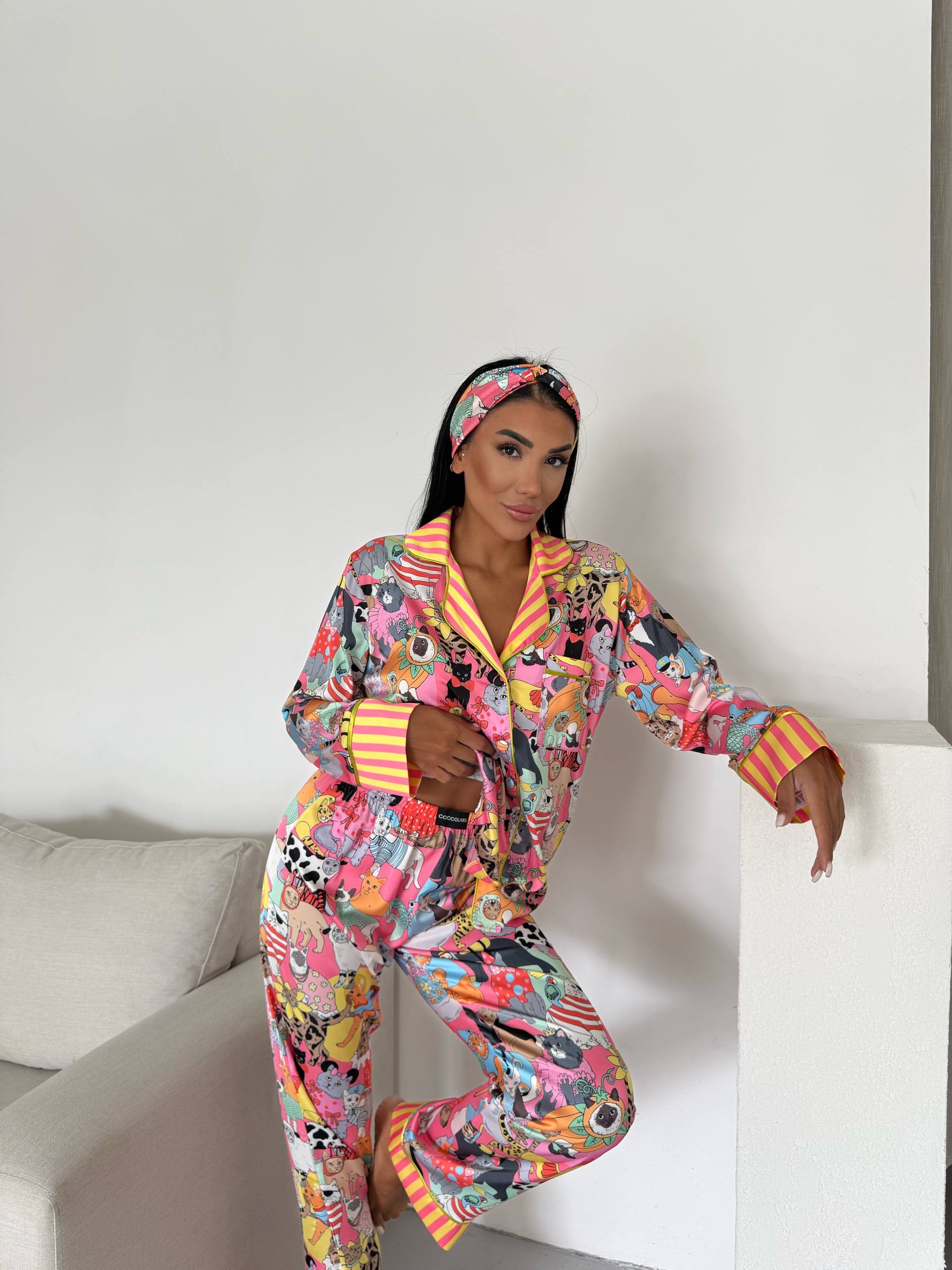 Ženska pidžama od armani satena-dezen "kittens"