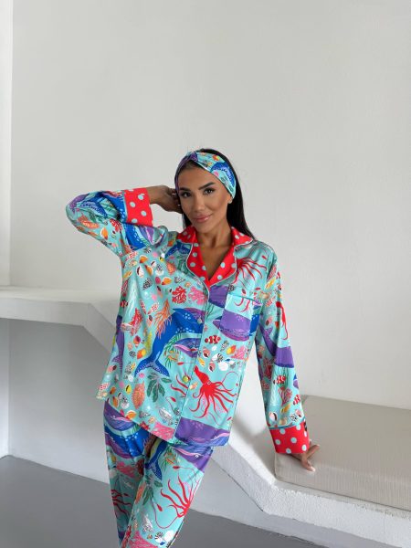 Ženska pidžama od armani satena-dezen "ocean world"