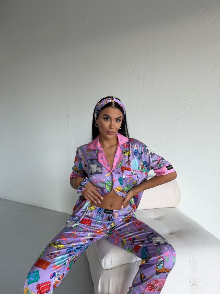 Ženska pidžama od armani satena-dezen "Purple world"