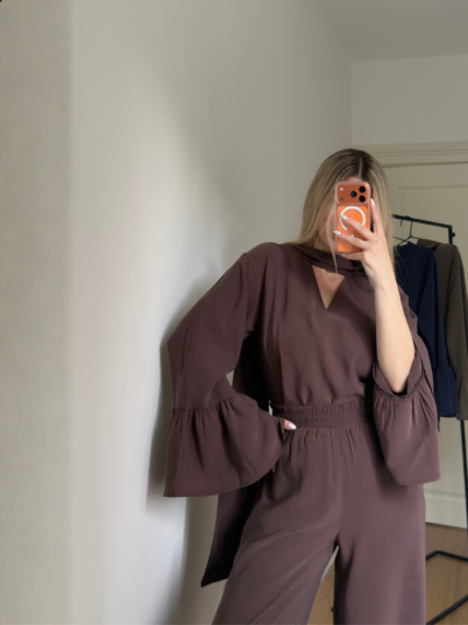 PREMIUM ženski komplet od modala-braon