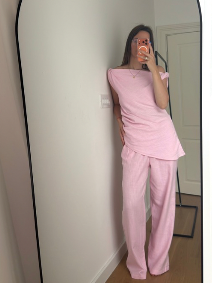 Roze laneni komplet (100% lan)