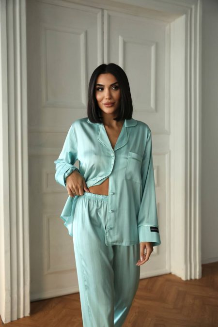 Pidžama od armani satena - mint pruge